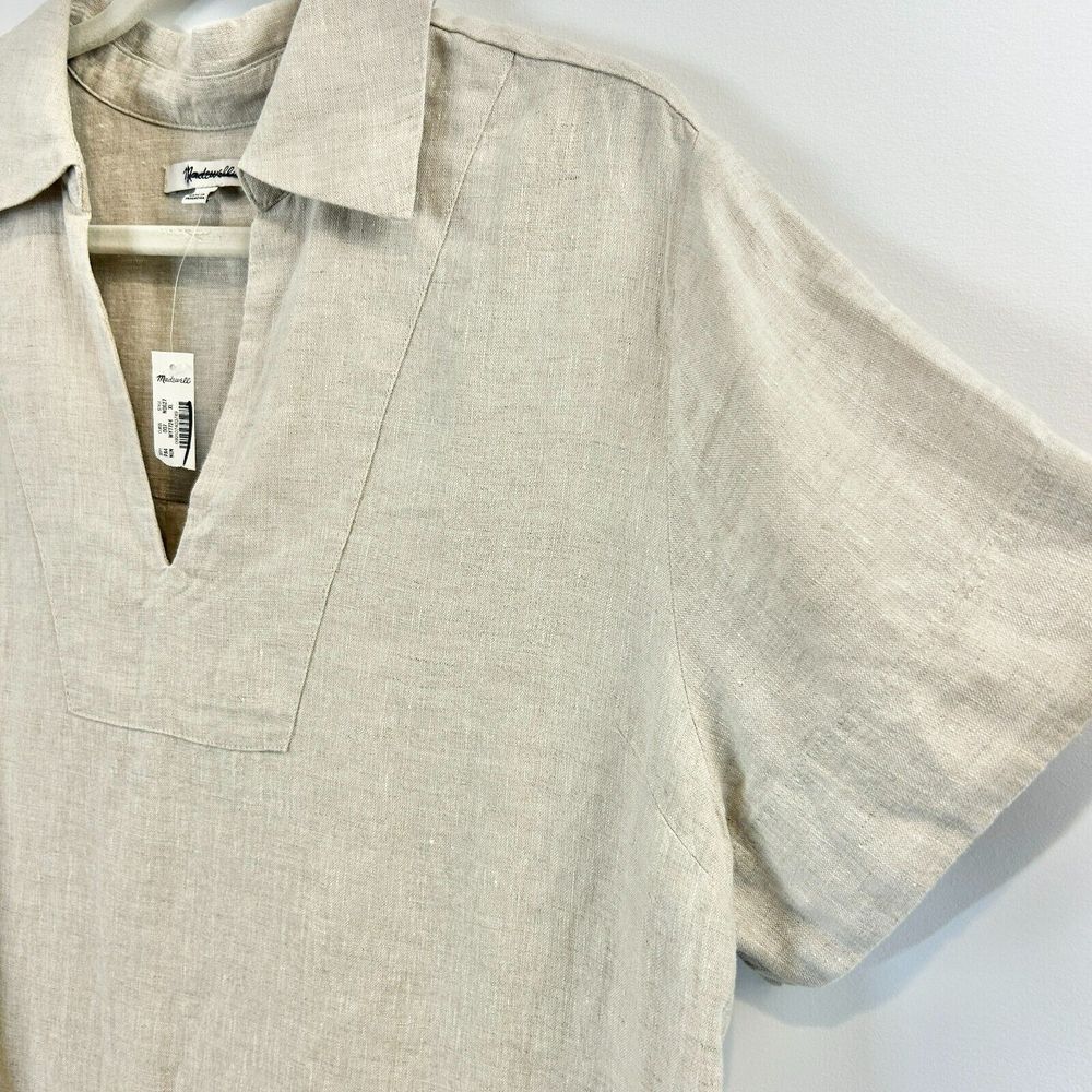 Madewell Mini Dress Womens XL V-Neck 100% Linen Boho Classic‎ Casual Preppy Chic - Picture 7 of 13